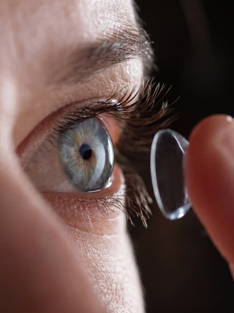 A patient at Senoia Eyecare being fit for contact lenses