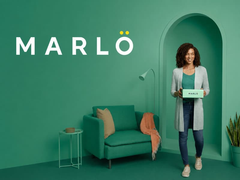 Marlo contact lens reorder app on a phone