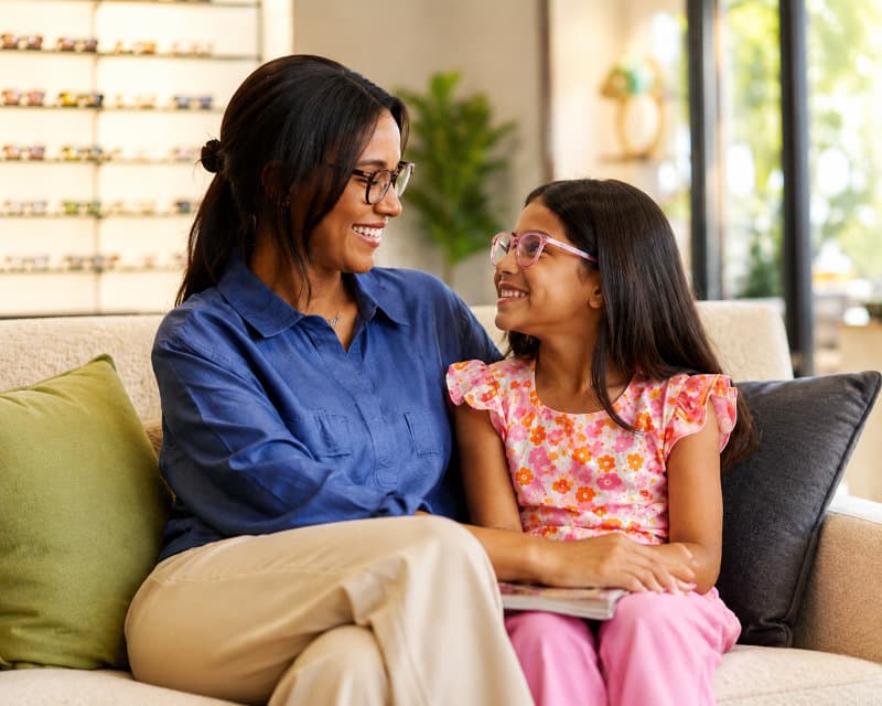 Family in the Senoia Eyecare waiting room